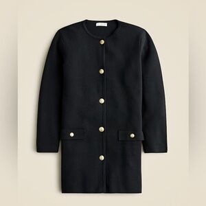J Crew Long Giselle Sweater Blazer Knit Cardigan Jacket Black Button Front M